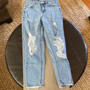 EUC light blue ripped high waist Jean